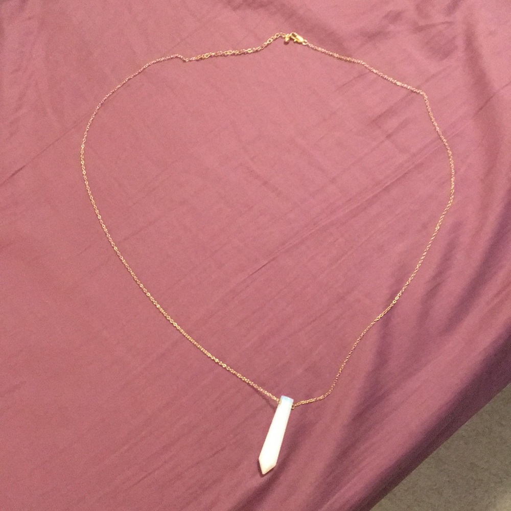 Rock crystal bullet point necklace with gold chain